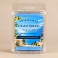 Salve & Oak Co. Amalfi Breeze wax melt clamshell with blue wax and a coastal label against a cream background.