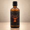 Salve & Oak Co. Twilight Amber aftershave splash in amber glass bottle